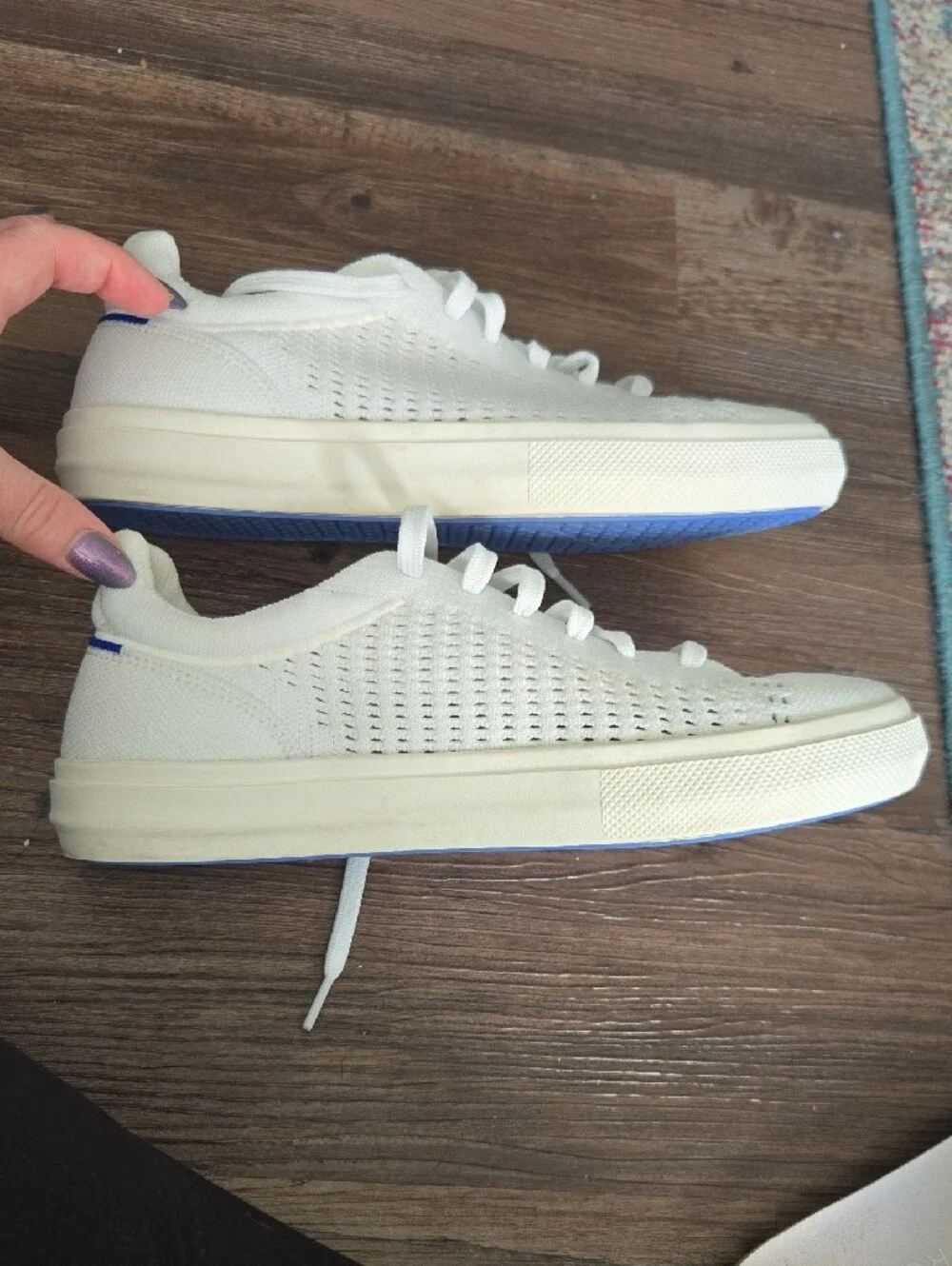 Rothy's White Knit Lace Up Washable Sneakers